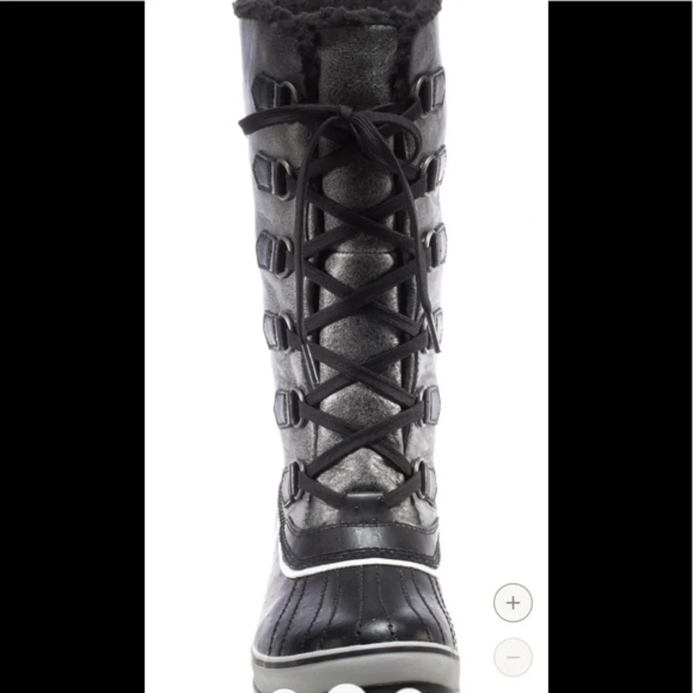 Sorel Tivoli Winter Snow Waterproof Boots Lace Up Distressed Grey Black Size 9.5
